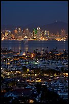 San Diego Yacht Club and skyline at night. San Diego, California, USA ( color)