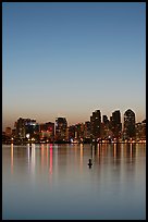 Skyline and reflections at dawn. San Diego, California, USA ( color)