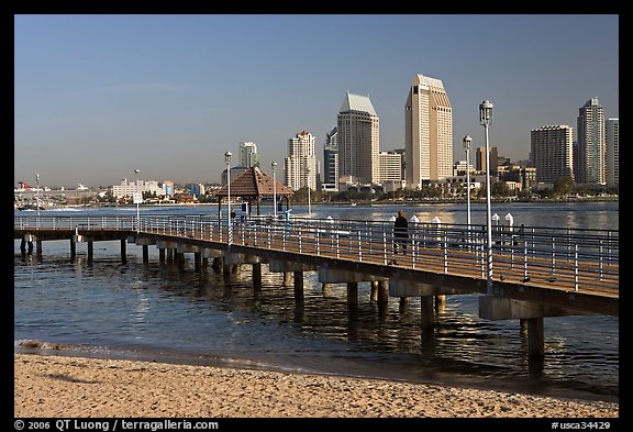 Beach, pier, and skyline, Coronado. San Diego, California, USA (color)