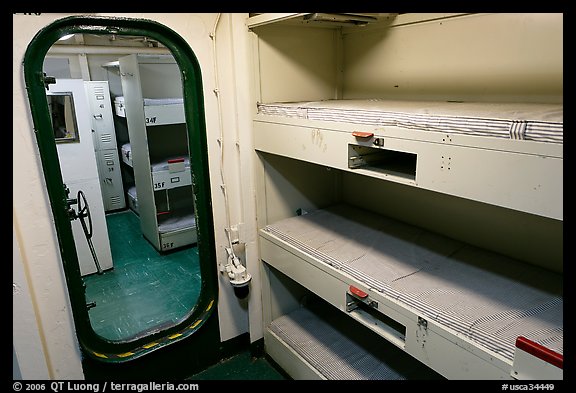 Berthing spaces, USS Midway. San Diego, California, USA