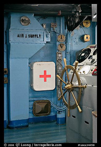 Main stirring wheel, USS Midway aircraft carrier. San Diego, California, USA (color)