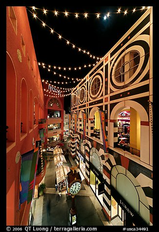 Westfield Shoppingtown Horton Plaza at night. San Diego, California, USA (color)