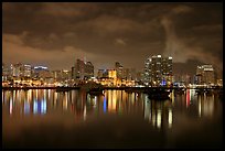 San Diego skyline from Harbor Drive, nite. San Diego, California, USA ( color)