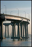 Section of Coronado-San Diego Bay Bridge seen from Coronado, early morning. San Diego, California, USA (color)
