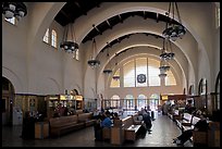 Vaulted ceiling,  waiting room of Santa Fe Depot. San Diego, California, USA (color)