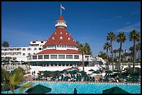 Swimming pool of hotel Del Coronado. San Diego, California, USA (color)