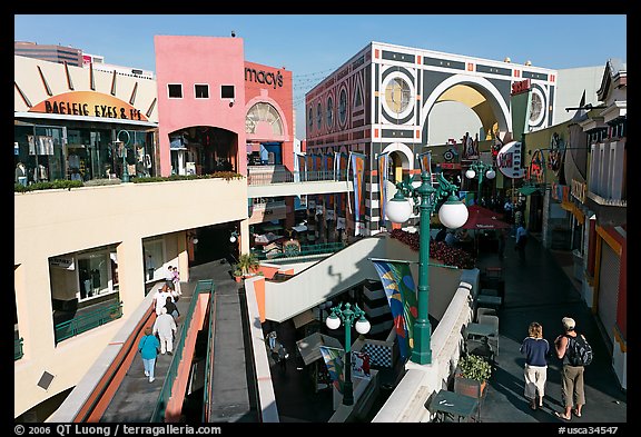 Horton Plaza shopping center by daylight. San Diego, California, USA (color)
