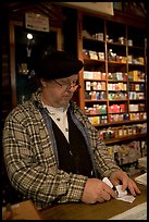 Clerk in Tobacco shop, Old Town. San Diego, California, USA