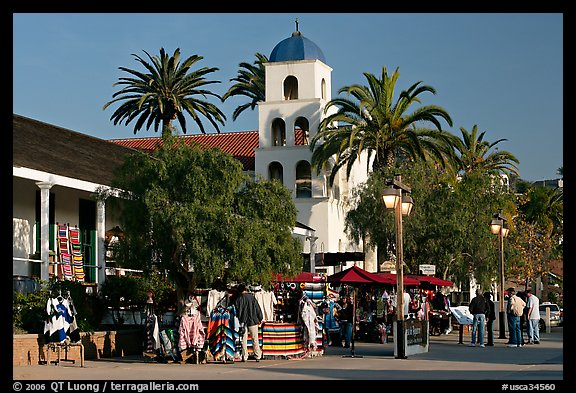 Street, Old Town State Historic Park. San Diego, California, USA (color)