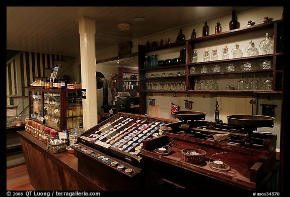 Interior of apothicary store, Old Town. San Diego, California, USA