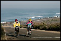 Bicyclists and ocean, Torrey Pines State Preserve. La Jolla, San Diego, California, USA ( color)
