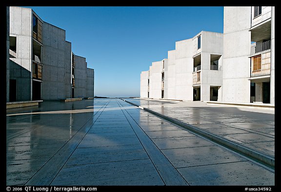 Salk Institude, called architecture of silence and light by architect Louis Kahn. La Jolla, San Diego, California, USA