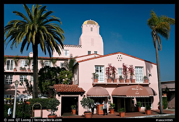 La Valencia Hotel, designed by William Templeton Johnson. La Jolla, San Diego, California, USA