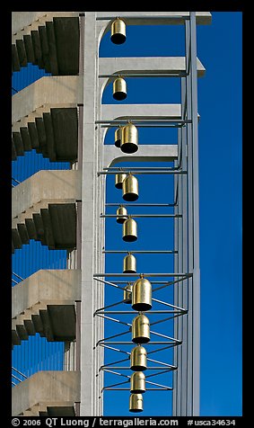 Bells in the Crystal Cathedral campus. Garden Grove, Orange County, California, USA (color)