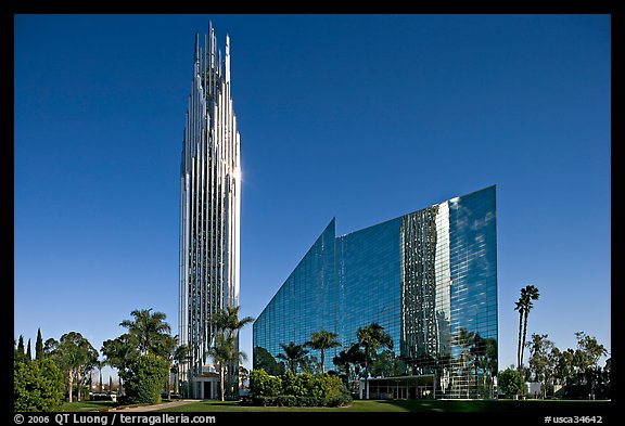 Crystal Cathedral, designed by architect Philip Johnson, afternoon. Garden Grove, Orange County, California, USA (color)