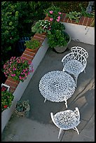Garden chairs and table seen from above. Laguna Beach, Orange County, California, USA ( color)