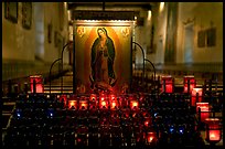 Candles and  Serra Chapel. San Juan Capistrano, Orange County, California, USA (color)