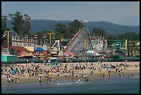 Beach and boardwalk in summer, afternoon. Santa Cruz, California, USA ( color)