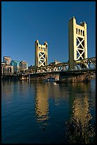 Tower bridge and Sacramento River, late afternoon. Sacramento, California, USA ( color)