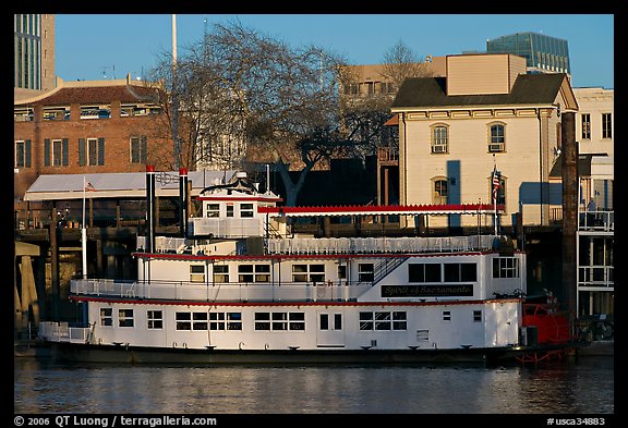 Spirit of Sacramento riverboat,  late afternoon. Sacramento, California, USA (color)