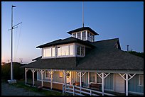 South Bay Yacht club at twilight, Alviso. San Jose, California, USA (color)