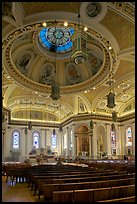 Dome and interior of Cathedral Saint Joseph. San Jose, California, USA
