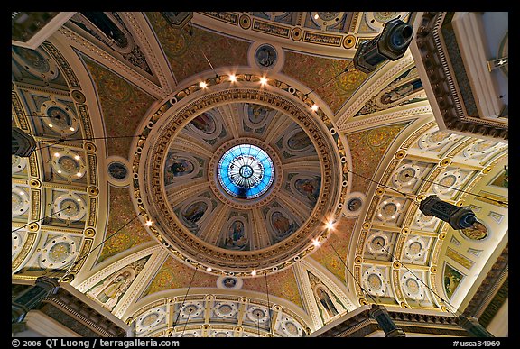 Dome of Cathedral Saint Joseph from inside. San Jose, California, USA