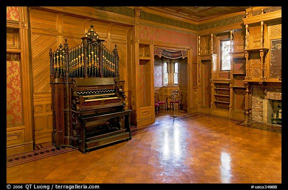 Ballroom and organ. Winchester Mystery House, San Jose, California, USA