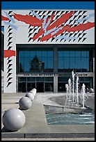 McEnery convention center and reflection of San Jose Civic Auditorium. San Jose, California, USA (color)