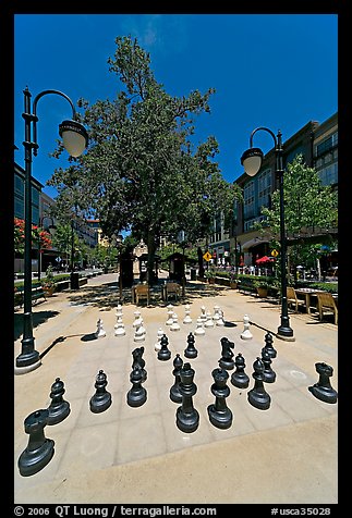Chess set. Santana Row, San Jose, California, USA (color)