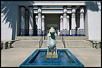 Statue of hippopotamus Taweret and  Rosicrucian Museum. San Jose, California, USA ( color)