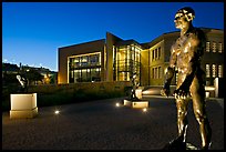Rodin sculptures and Cantor Art Museum at night. Stanford University, California, USA ( color)