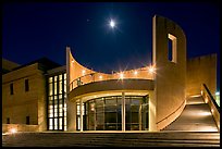 Iris and  Gerald Cantor Center for Visual Arts at night with moon. Stanford University, California, USA ( color)