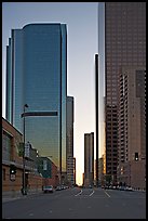 Skyscrapers along Grand Avenue, late afternon. Los Angeles, California, USA (color)