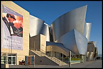 LA Philarmonic sign and concert hall, early morning. Los Angeles, California, USA (color)