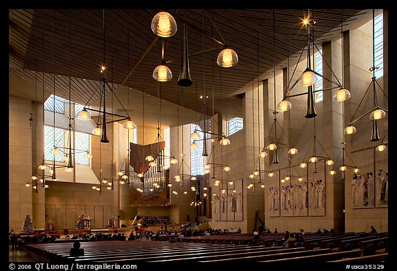 Main nave of the Cathedral of our Lady of the Angels. Los Angeles, California, USA (color)