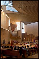Sunday mass in the Cathedral of our Lady of the Angels. Los Angeles, California, USA (color)