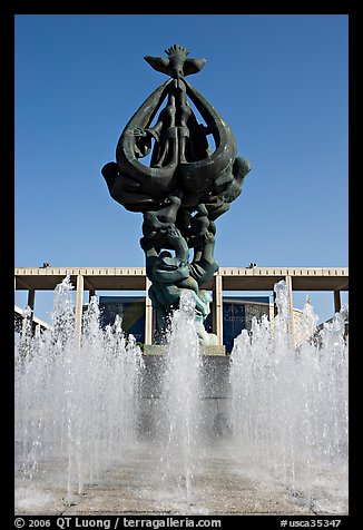 Fountain dedicated to world peace, Music Center. Los Angeles, California, USA (color)