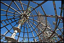 Tower seen from Gazebo, Watts Towers. Watts, Los Angeles, California, USA (color)