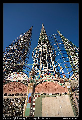 Wall and Towers, Watts Towers. Watts, Los Angeles, California, USA (color)