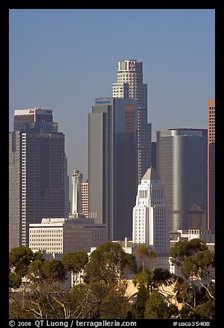 City Hall and high rise buildings. Los Angeles, California, USA