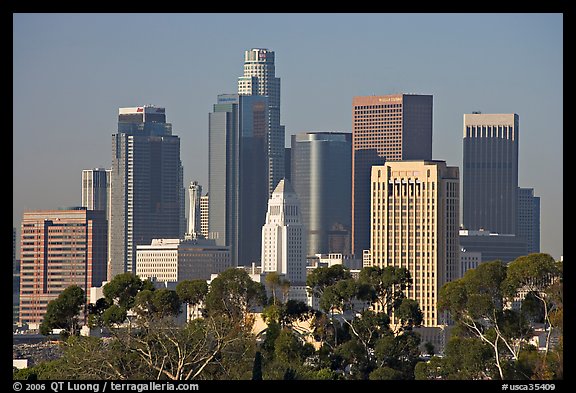 Skyline with city hall. Los Angeles, California, USA