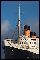 Queen Mary cruise ship. Long Beach, Los Angeles, California, USA (color)