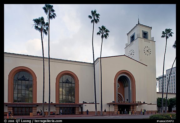 Union Station in mixed Art Deco and Mission styles. Los Angeles, California, USA (color)