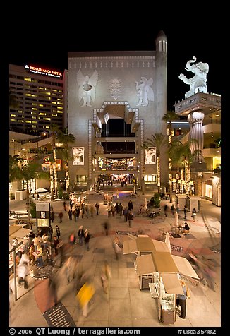 Hollywood and Highland shopping and entertainment complex at night. Hollywood, Los Angeles, California, USA