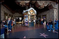 Walk of fame and entrance of El Capitan Theater. Hollywood, Los Angeles, California, USA (color)