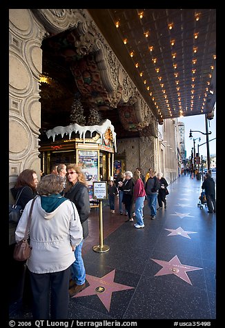 Stars of the Walk of fame in front of the  El Capitan Theatre. Hollywood, Los Angeles, California, USA (color)