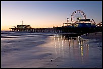 Pier and Ferris Wheel at sunset. Santa Monica, Los Angeles, California, USA ( color)