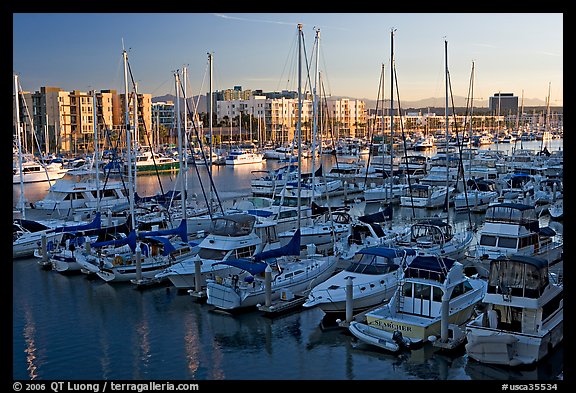 Marina at sunrise. Marina Del Rey, Los Angeles, California, USA