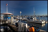 Fishing boat and harbor gas station. Marina Del Rey, Los Angeles, California, USA (color)